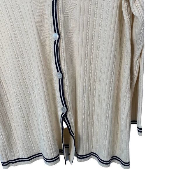 Jones New York Collection Tan and Black Button Front Academia Style‎ Sweater - Picture 3 of 4